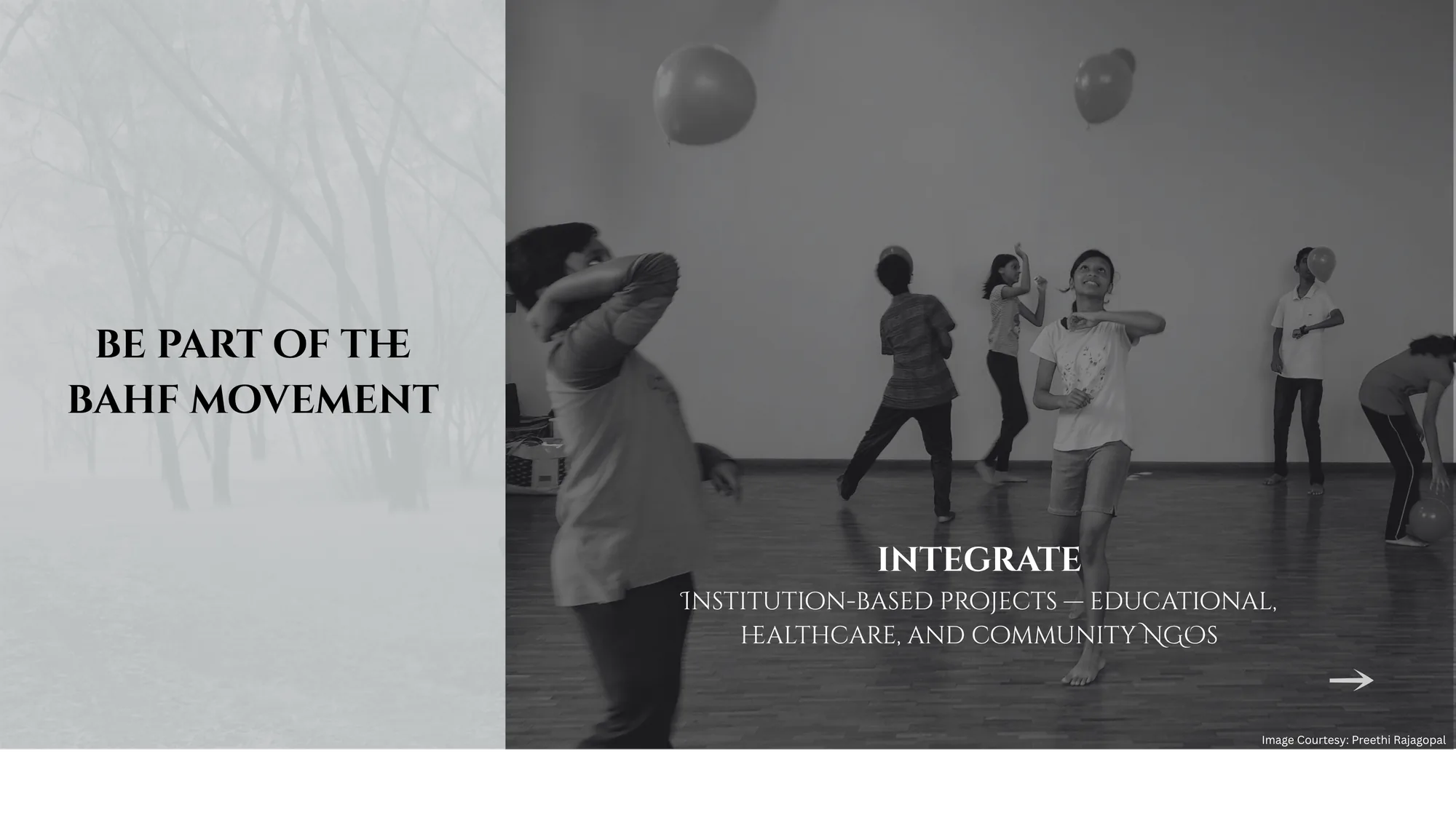 Be part of the BAHF movement — Integrate: institution-based projects, educational, healthcare, and community NGOs