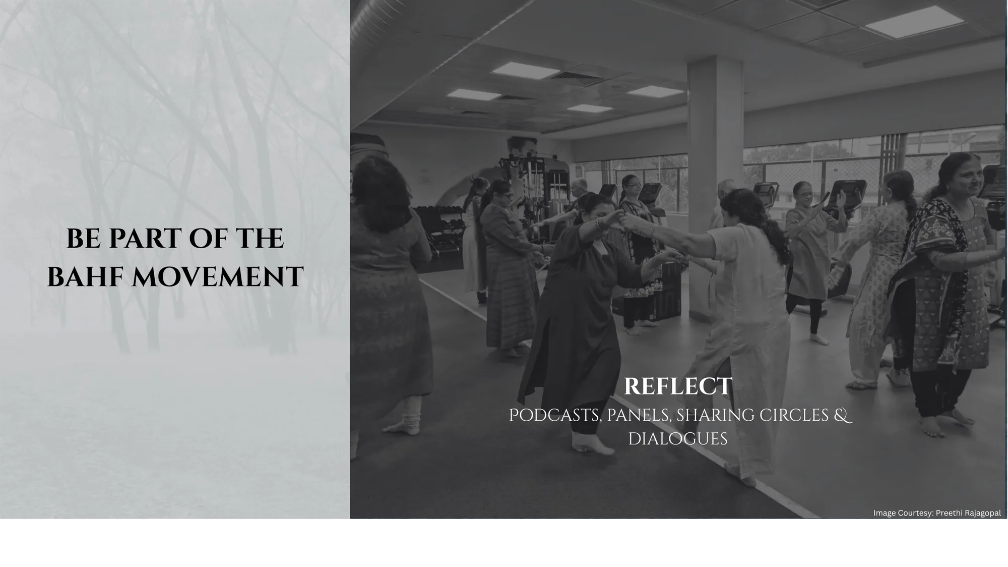 Be part of the BAHF movement — Reflect: podcasts, panels, sharing circles and dialogues