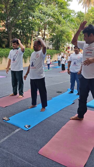 Participants doing a head and shoulder stretch